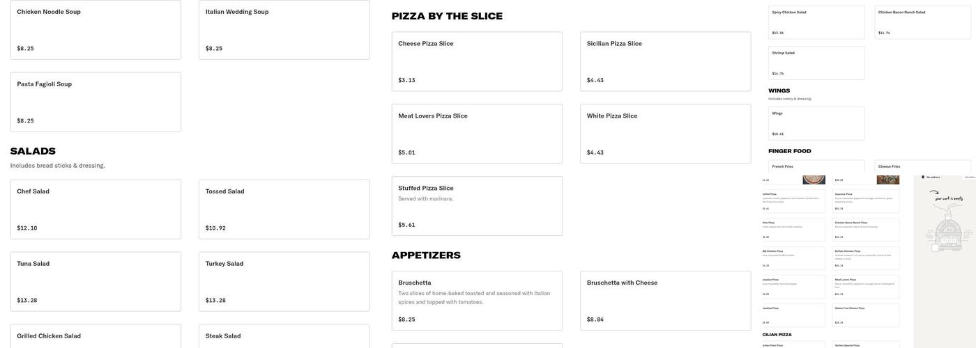 Tony's Pizzatown LLC Menu