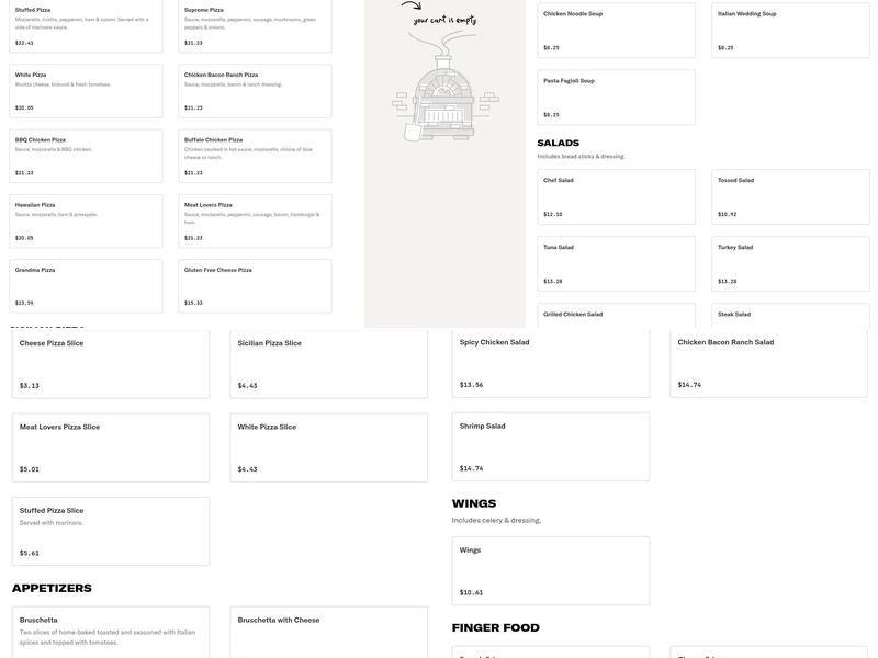 Tony's Pizzatown LLC Menu