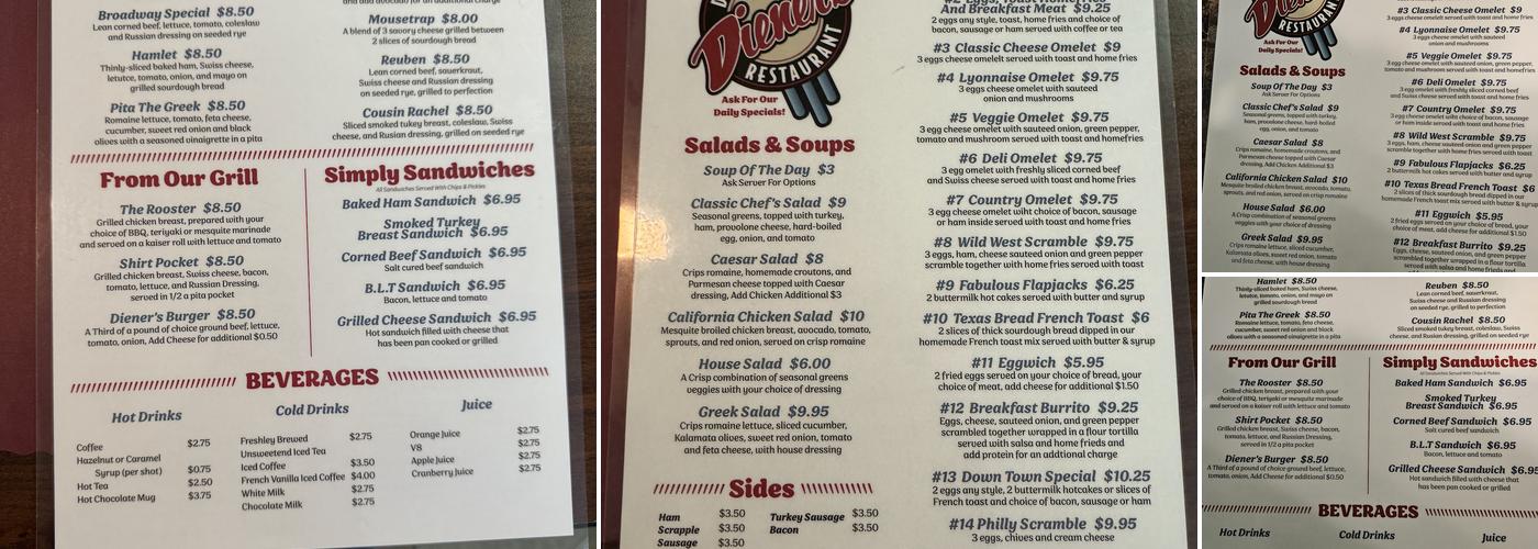 Diener's Restaurant Menu