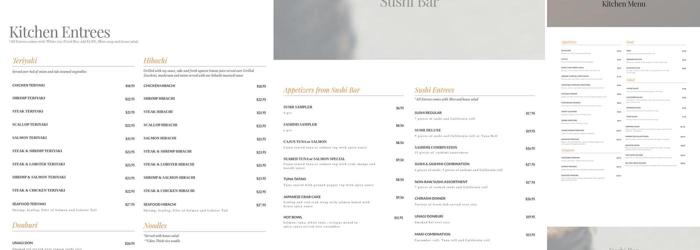 Sapporo East Menu