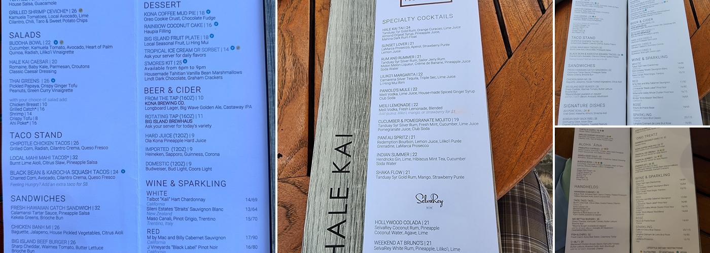HALE KAI RESTAURANT Menu