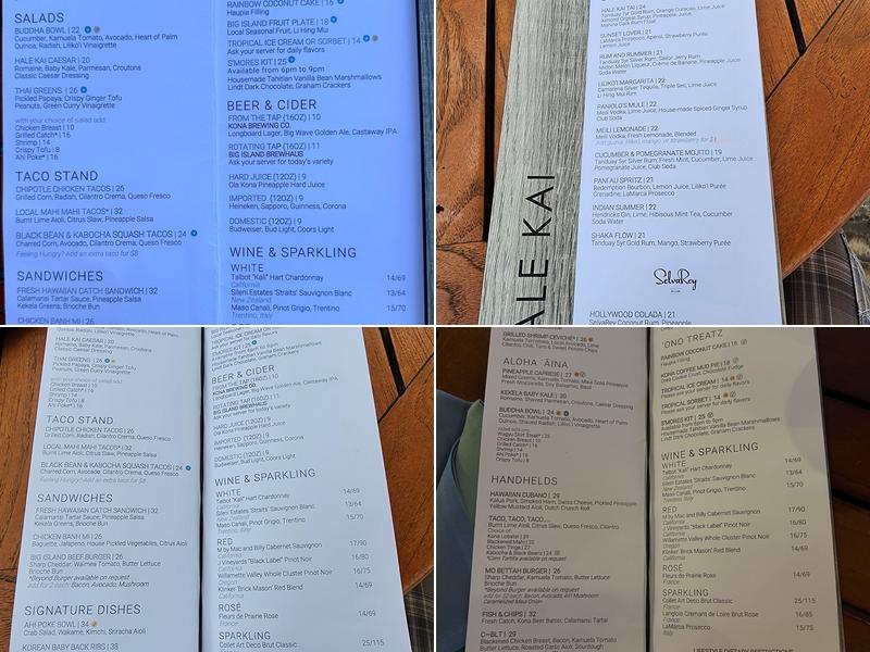 HALE KAI RESTAURANT Menu