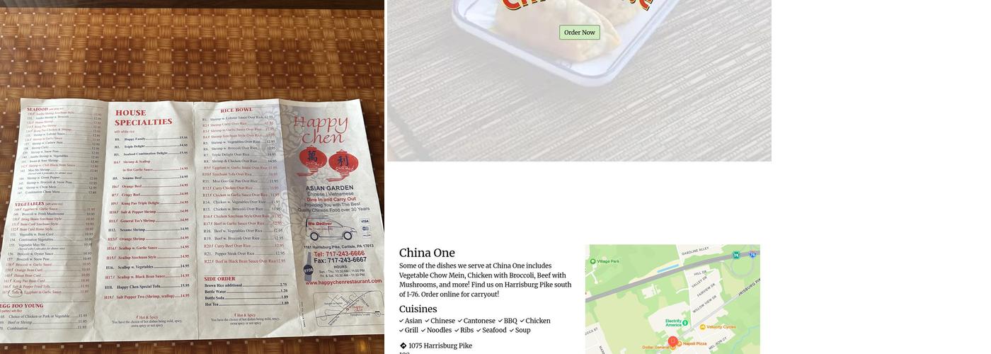 China one Menu