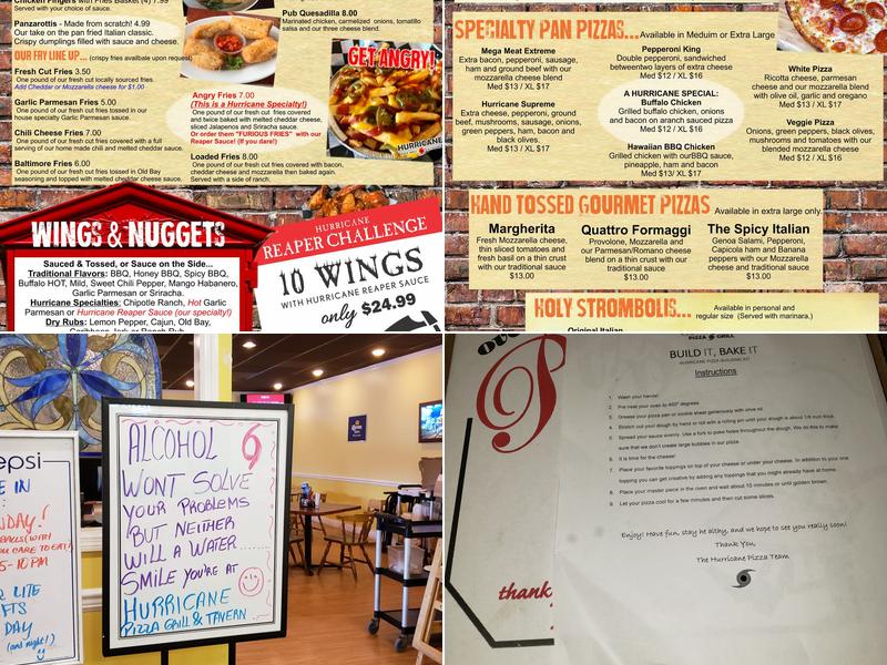 Hurricane Pizza Grill Menu