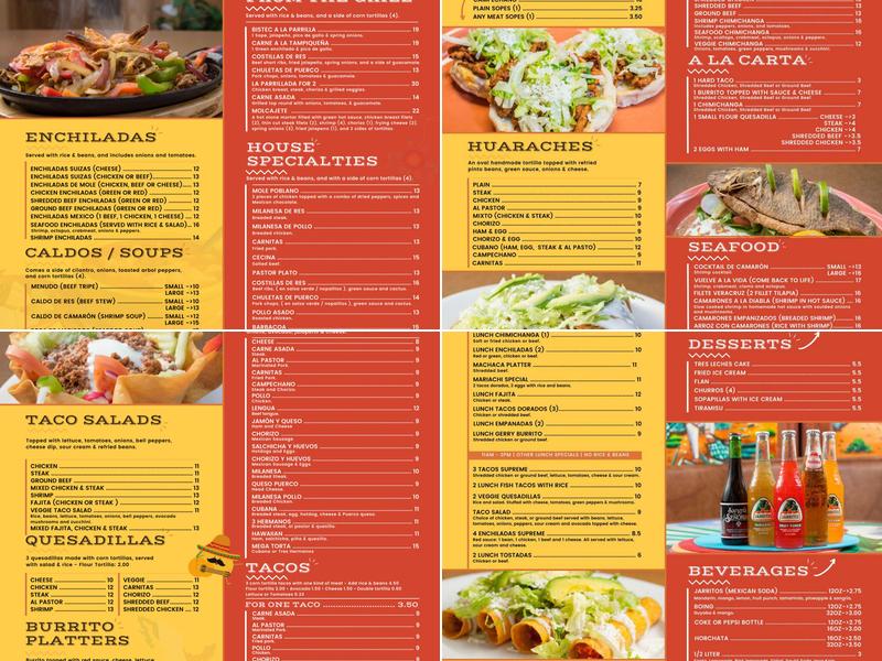 Tres Hermanos Menu