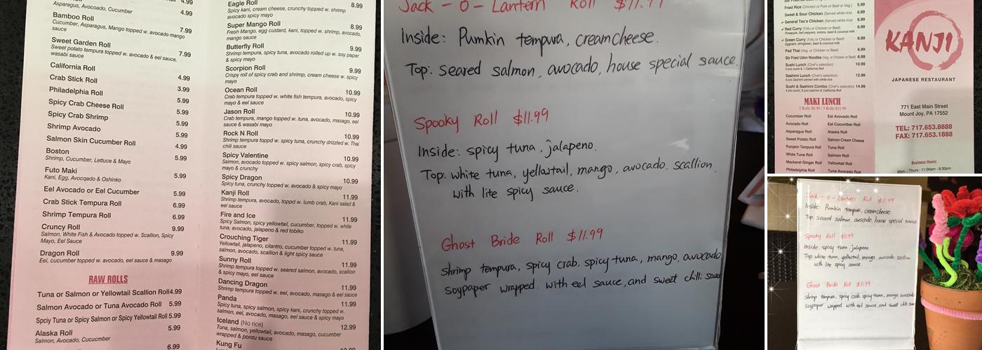 Kanji Japanese Restaurant Menu