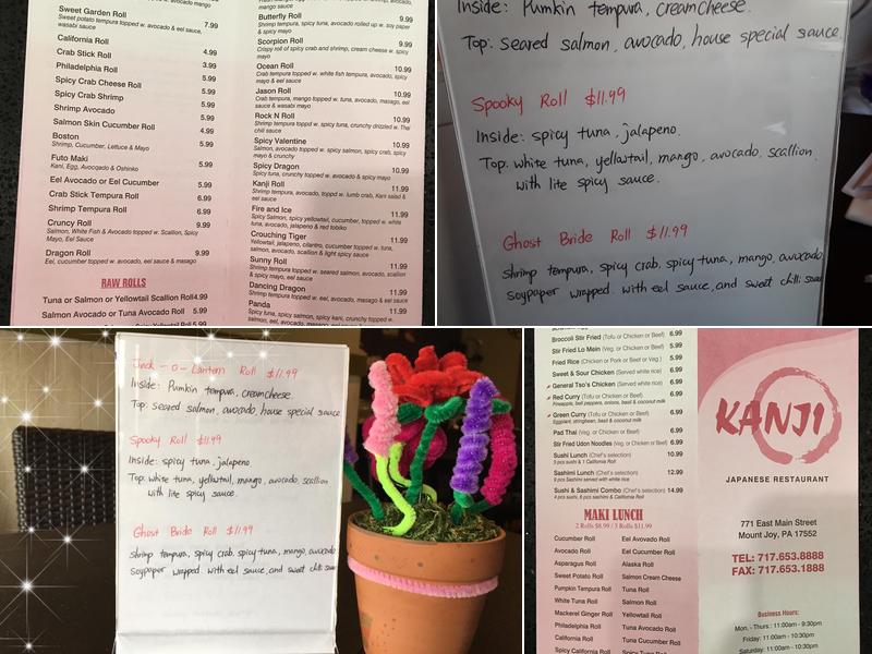 Kanji Japanese Restaurant Menu