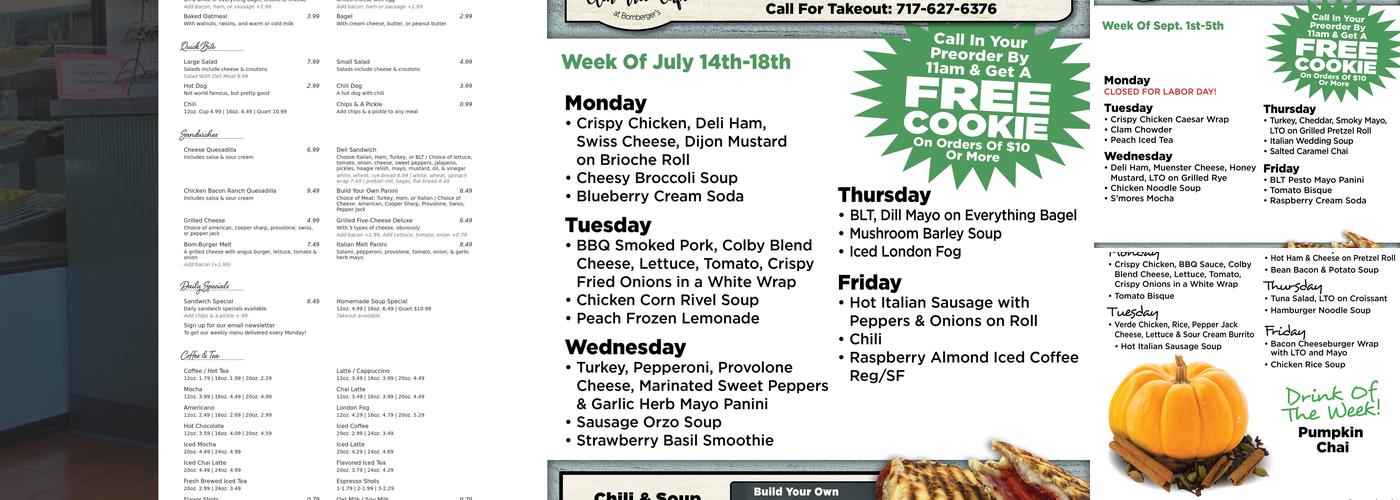 Elm Tree Cafe at Bomberger's Menu