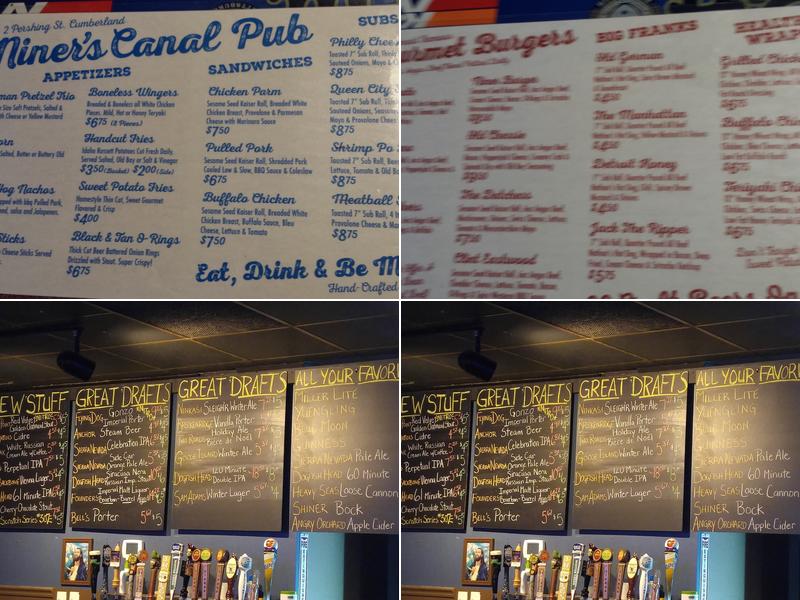 Niner's Canal Pub Menu