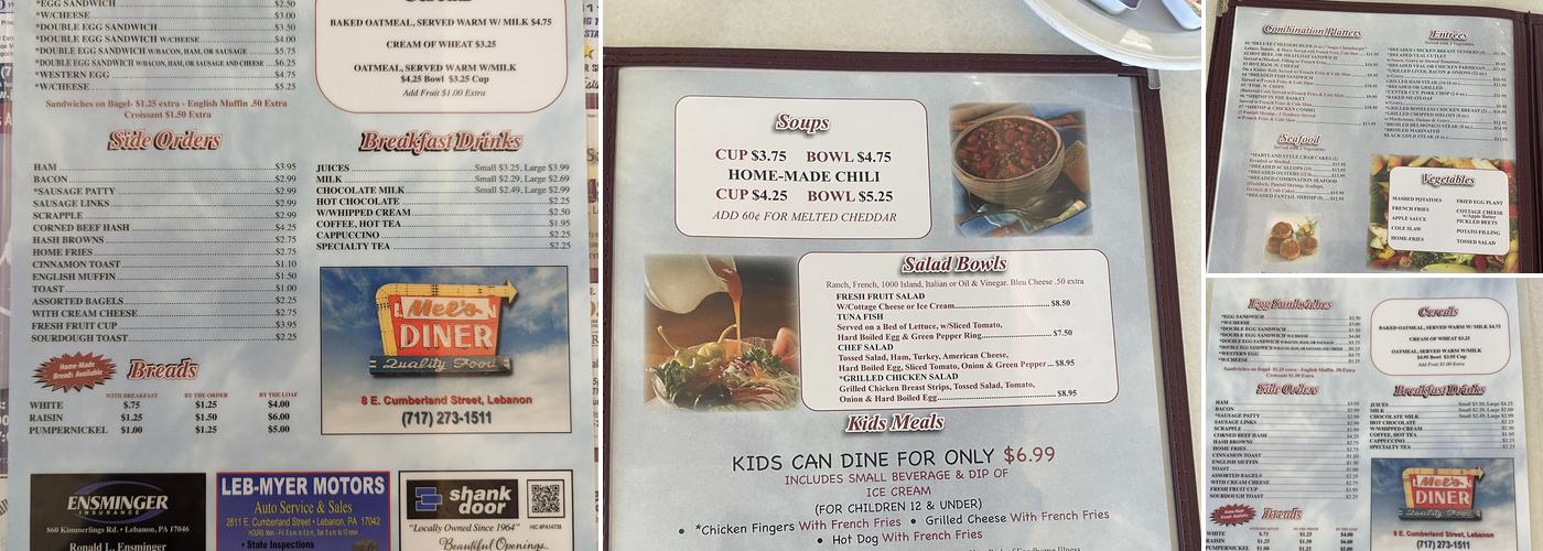 Mel's Diner Menu