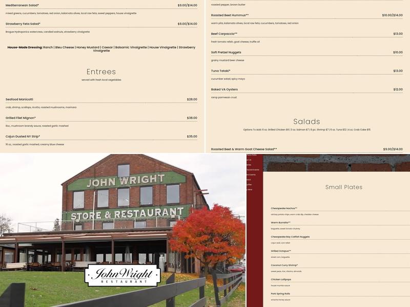 John Wright Restaurant Menu