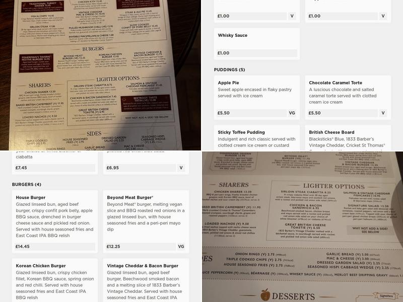 Fisherman's Tavern Menu