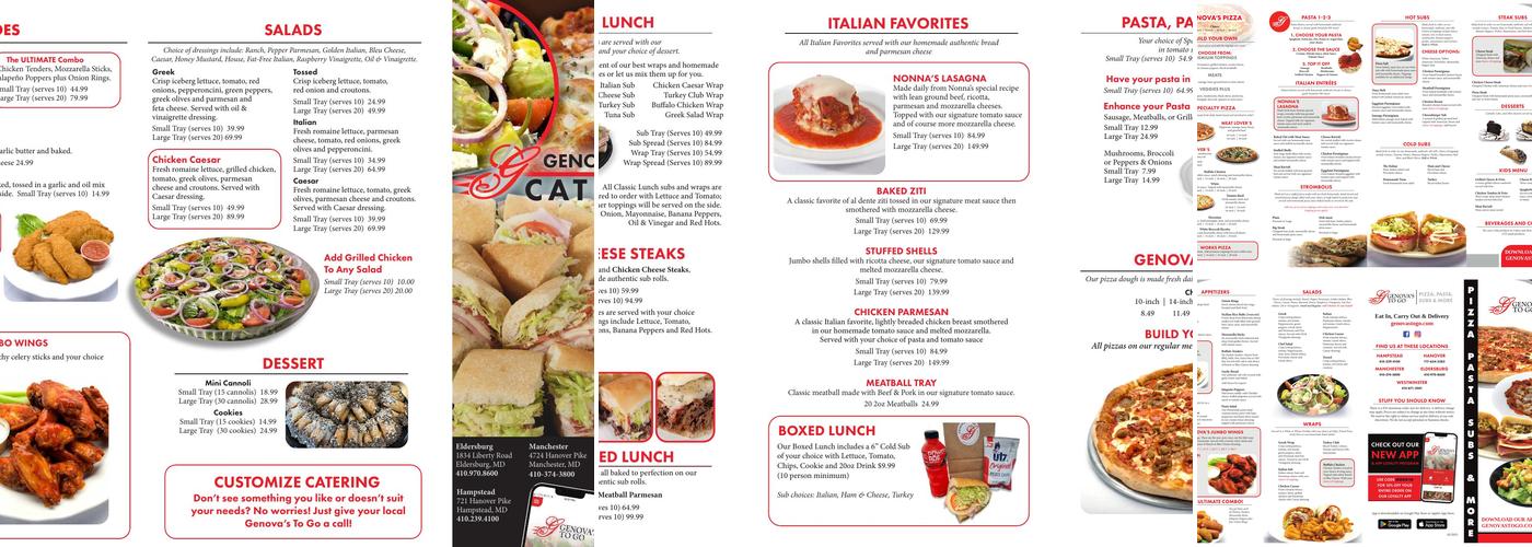 Genova's To Go Menu