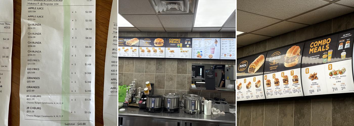 Runza Restaurant Menu