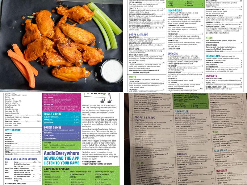 Groovy Goat Menu
