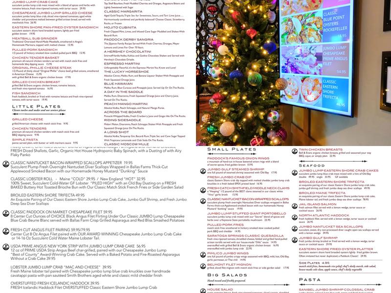 The Paddock on Market Menu