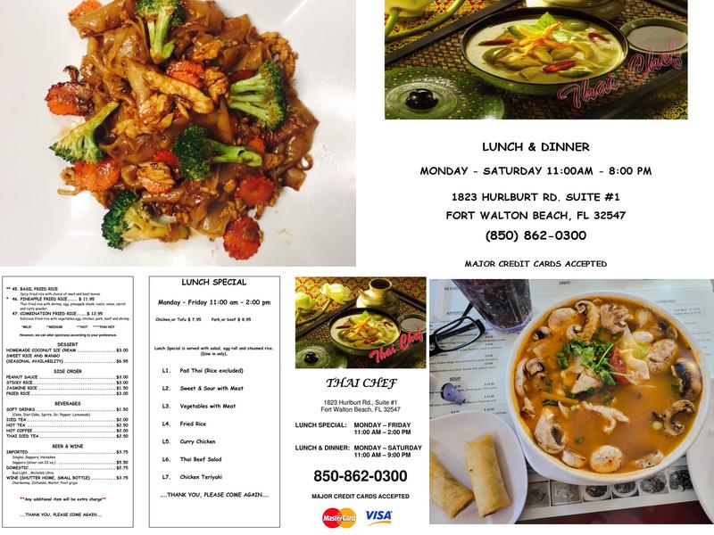 Thai Chef Menu