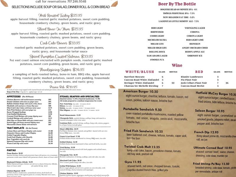 Great American Saloon Menu