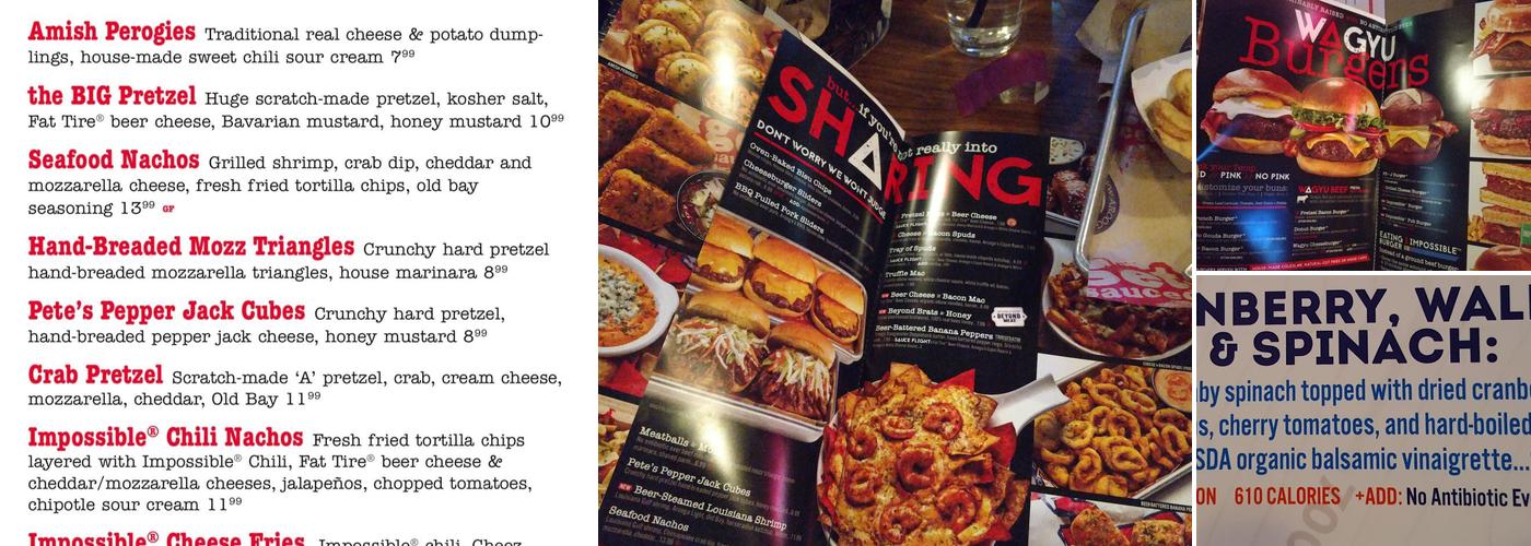 Arooga's Menu