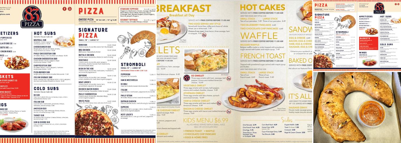 83 PIZZA Menu