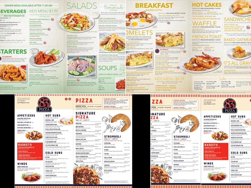 83 PIZZA Menu