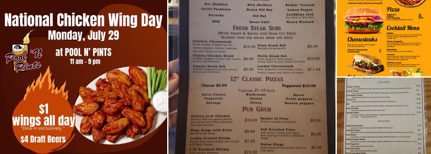 Pool N' Pints Menu