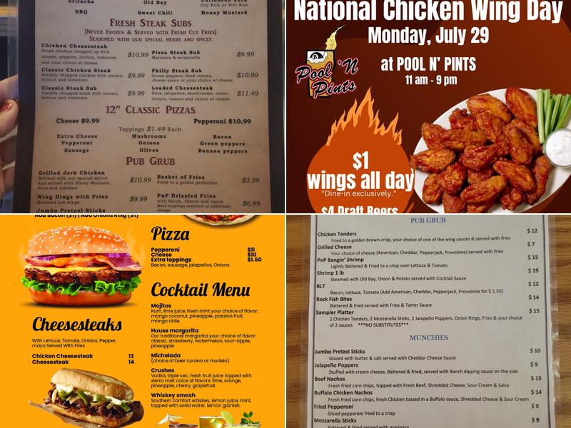 Pool N' Pints Menu