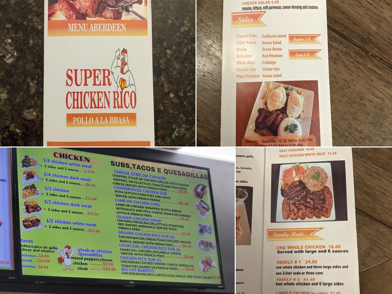 Super Chicken Rico Menu