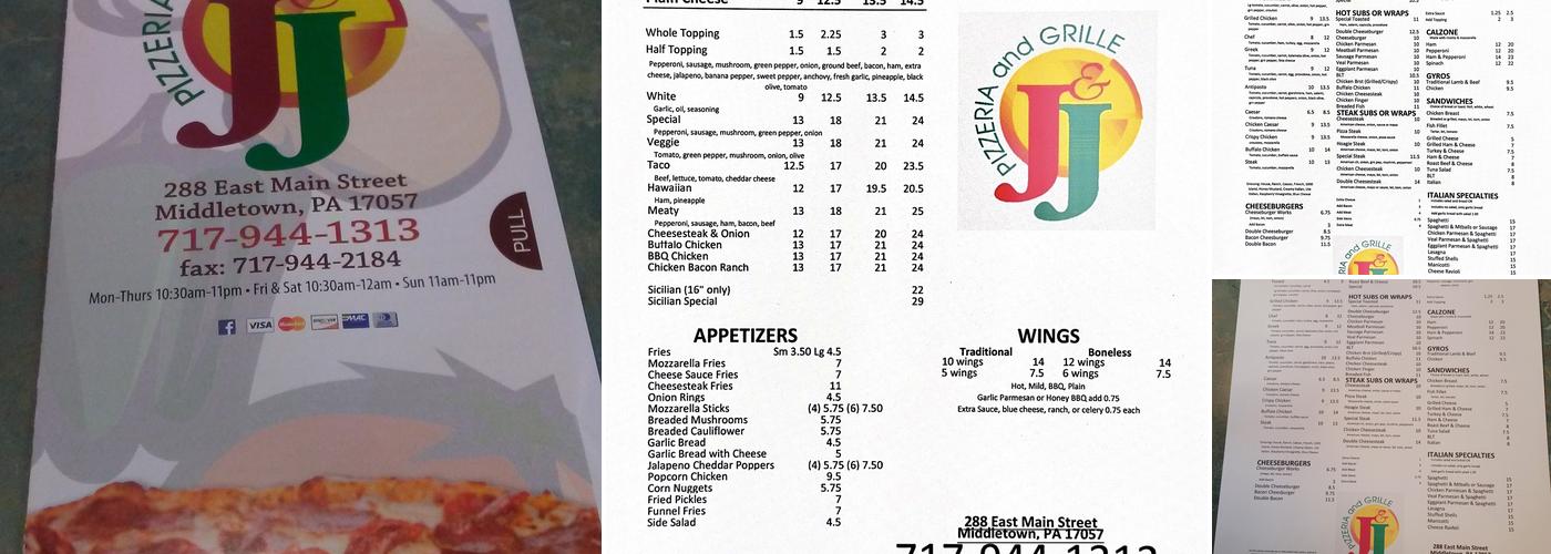 J & J Pizzeria and Grille Menu