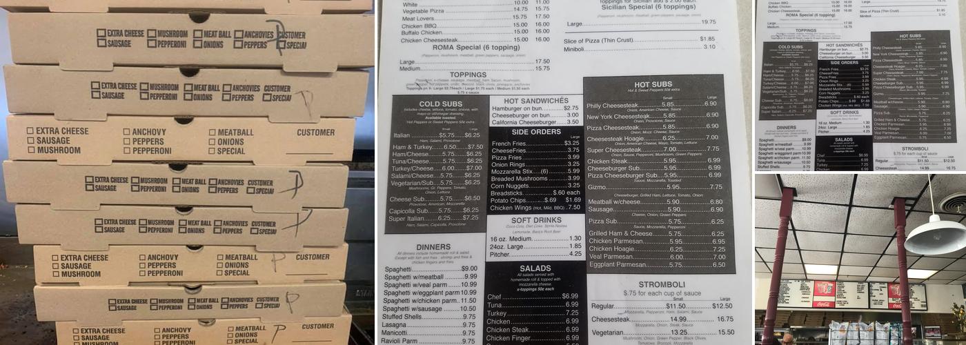 Roma Pizza Menu