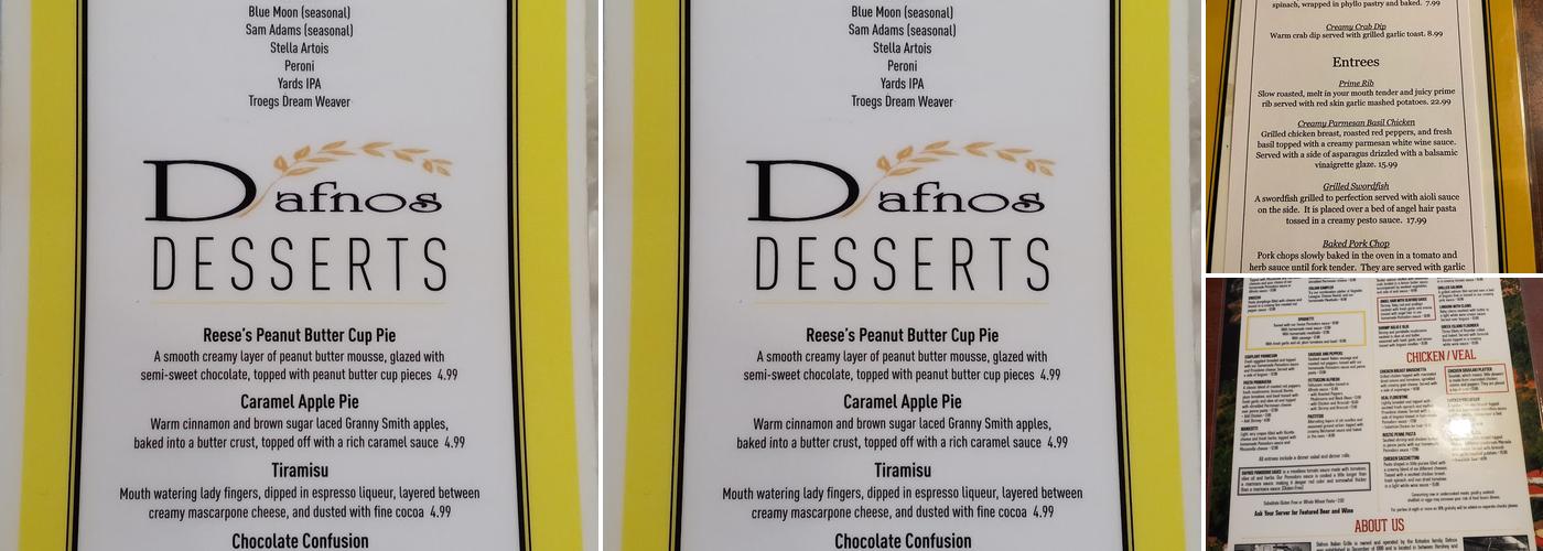 Dafnos Menu