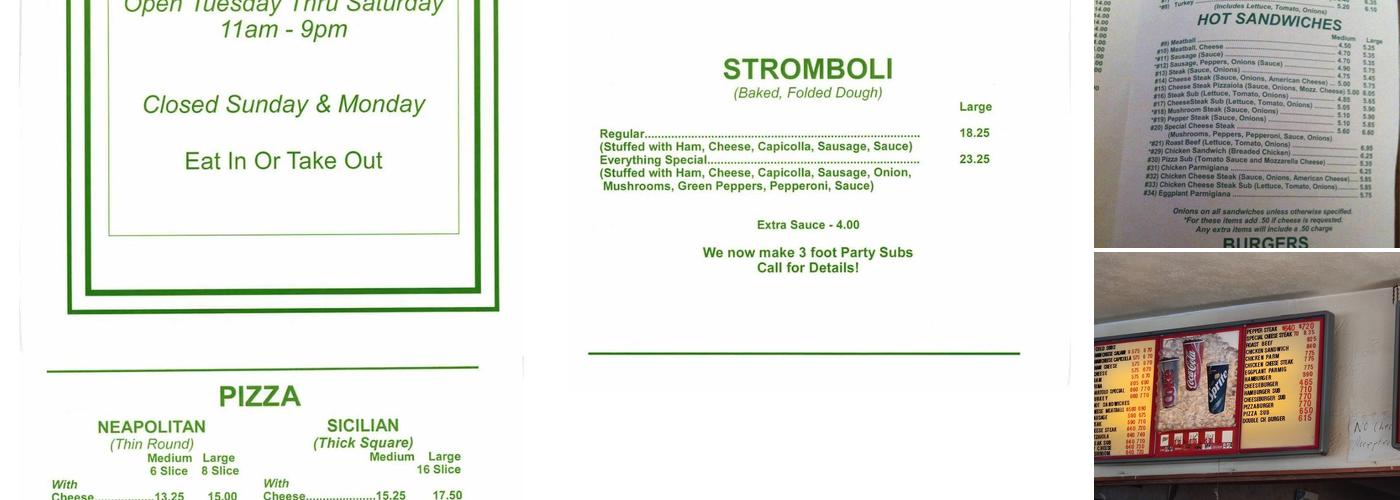 Bartolo's Pizza Menu