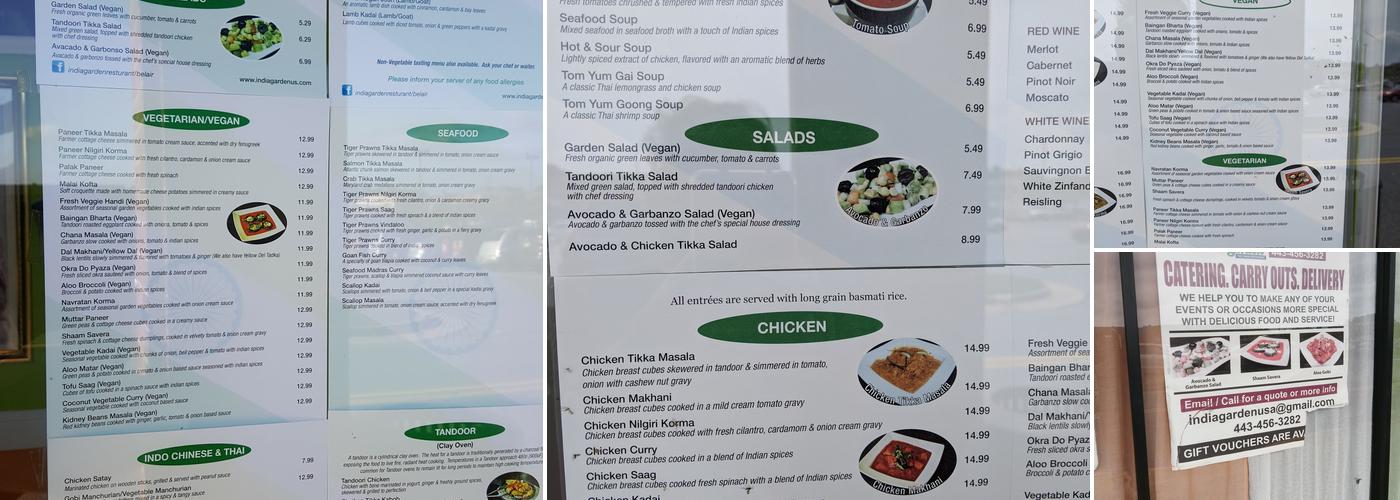 India Garden Menu