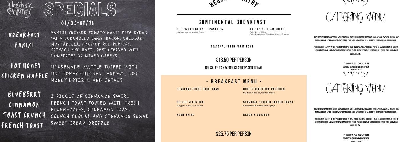 The Hershey Pantry Menu
