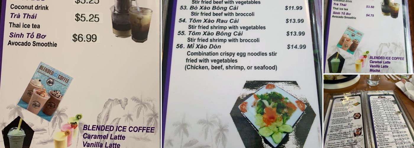Pho Miss Saigon Menu