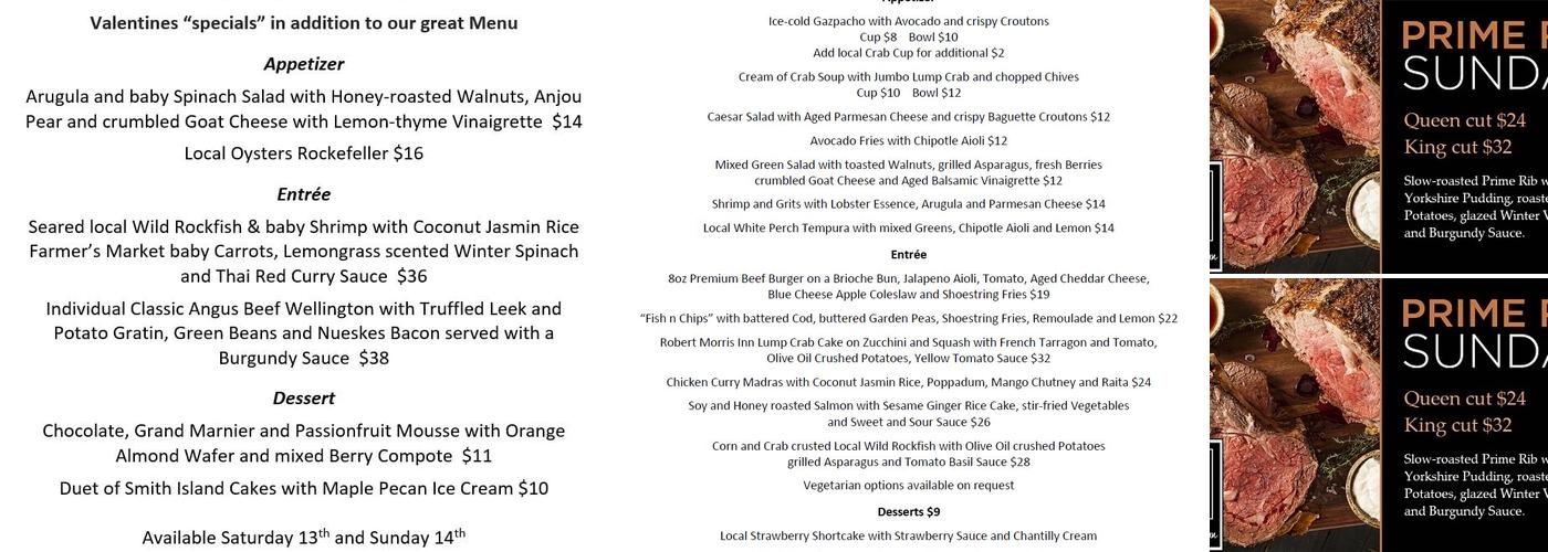 Robert Morris Inn Menu