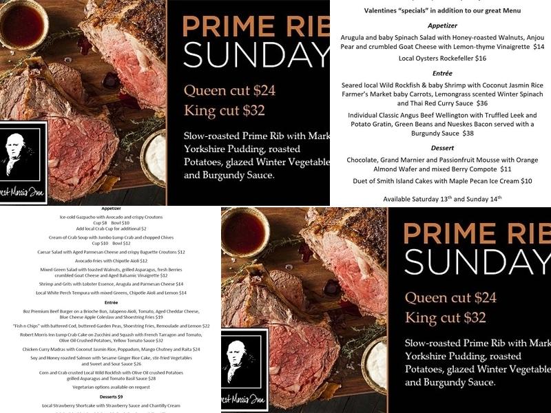 Robert Morris Inn Menu