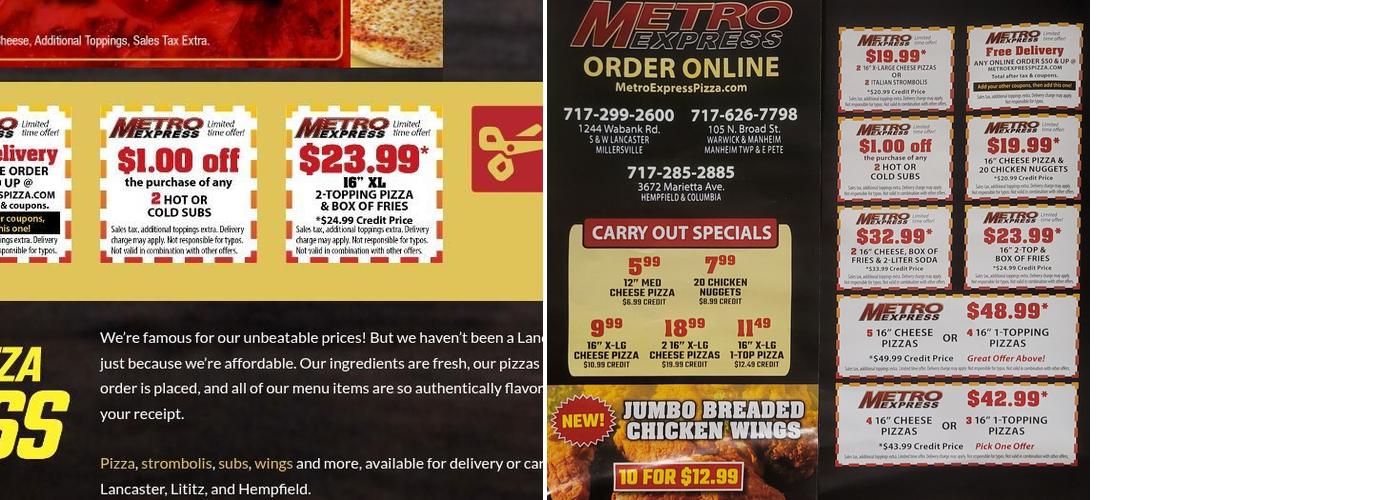 Metro Express Menu