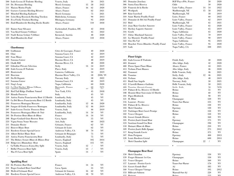 Gibraltar Restaurant Menu