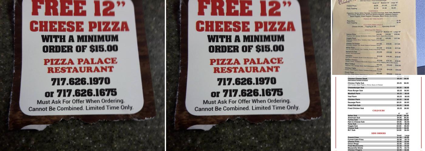 Pizza Palace Menu