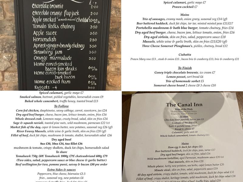 The Canal inn Menu