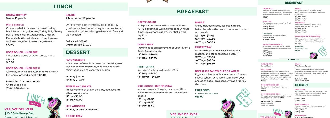 Dosie Dough Menu