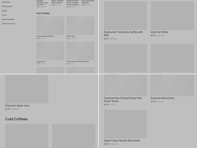 Starbucks Coffee Company Menu