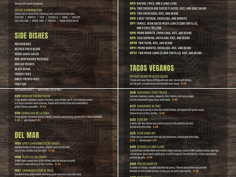 Echo Frezco Menu