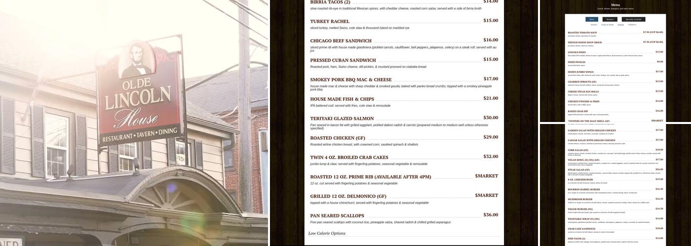 Olde Lincoln House Menu