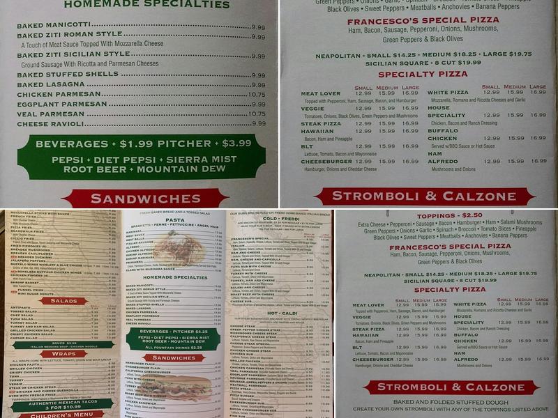 Francesco's Pizzeria Menu