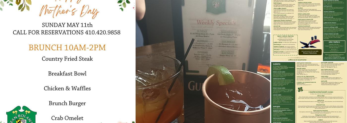 Sean Bolan's Irish Pub Menu