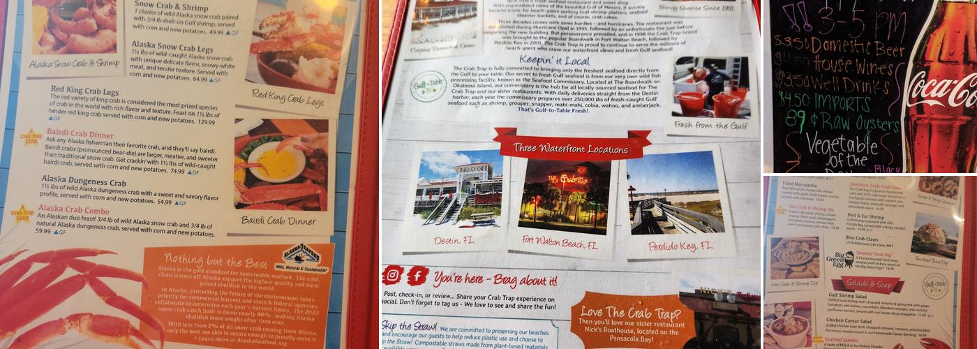 Crab Trap Perdido Key Menu