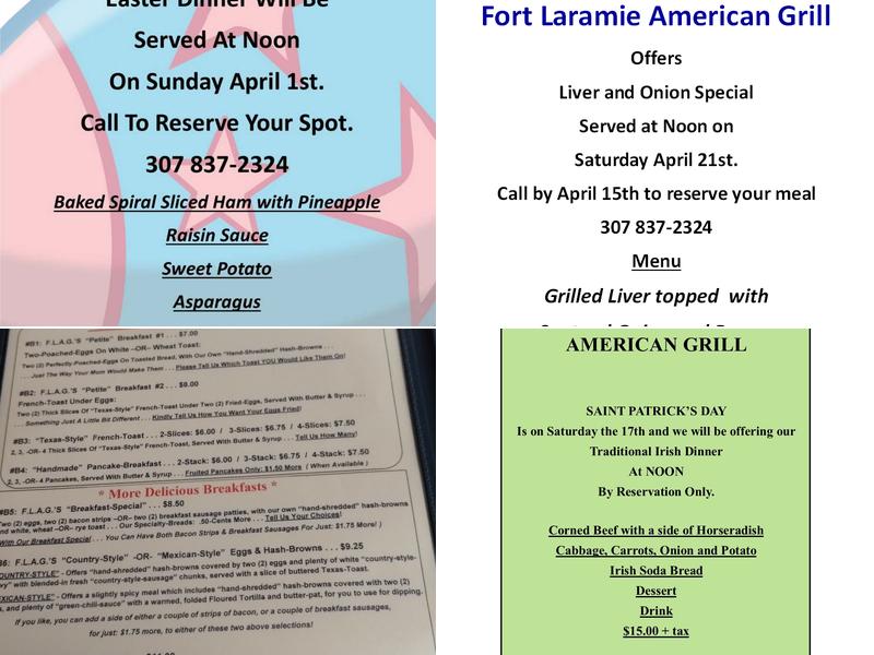 Fort Laramie American Grill Menu