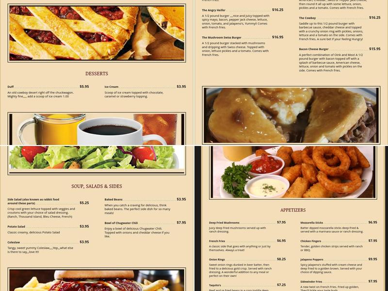 Stampede Saloon And Eatery Menu